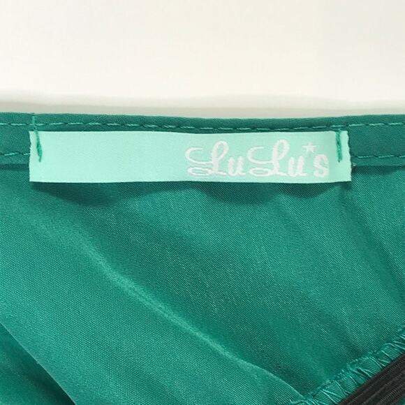 Lulus Teal Green Peplum Satin Mini Dress Sundress NWOT - Picture 8 of 9